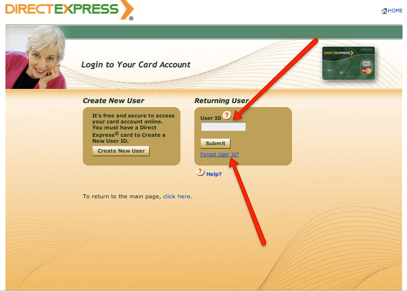 Users return app. Direct Express Card.