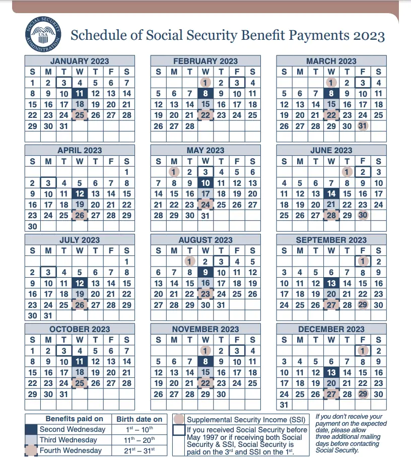 Social Security Check Calendar 2023 – Get Calender 2023 Update